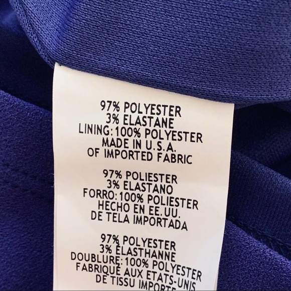 MARINA Cobalt Blue Purple Peplum Rose Sleeveless Cocktail Dress Size 16 … - Picture 9 of 13